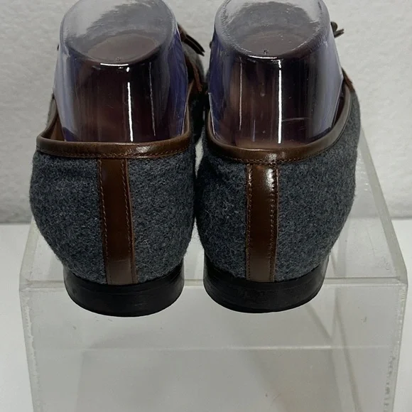 J. Crew Flannel Academy Loafers Gray and Brown Women's Loafers 7.5 - Picture 4 of 12